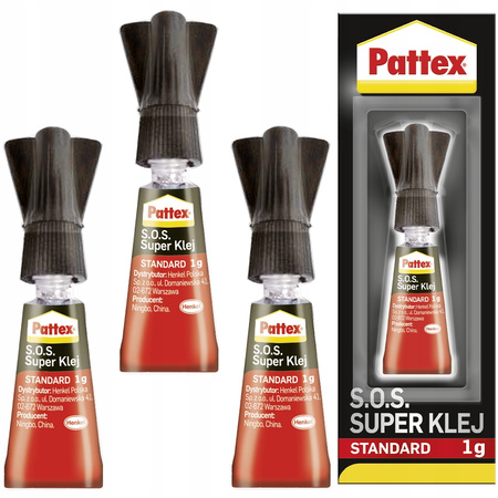 3x PATTEX S.O.S. SUPER GLUE KLEJ STANDARD BŁYSKAWICZNY 1G