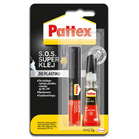 Klej Pattex S.O.S. Super Klej do plastiku 2g + 4ml