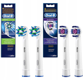 Oryginalna Końcówka Oral-b Cross Action EB50AB x2 + 3d White x2