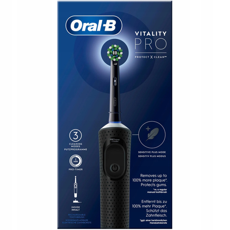 Oral-B Vitality Pro D103 Czarna Black + 2x Końcówka Oral-B Cross Action EB50BK CZARNA + dodatki