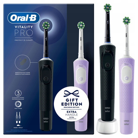 Oral-B Vitality Pro D103 Duo Black/Lilac Violet + 4 zam. precision + 2x etui