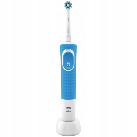 Oral-B Vitality 100 Niebieska + 4 zam. prec. + etui niebieskie + osłonka + podstawka z klapką