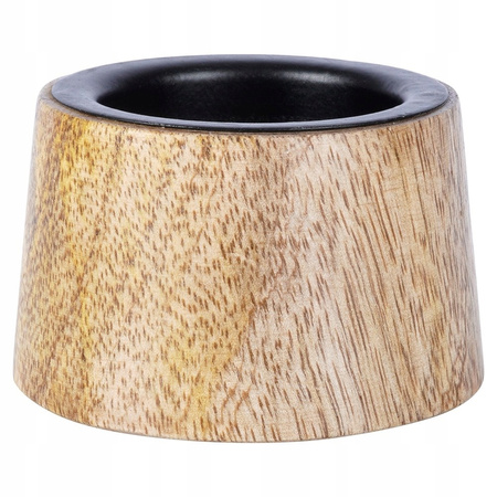 ŚWIECZNIK DREWNIANY METALOWY CZARNY PODSTAWKA NA ŚWIECZKĘ TEALIGHT LOFTOWY