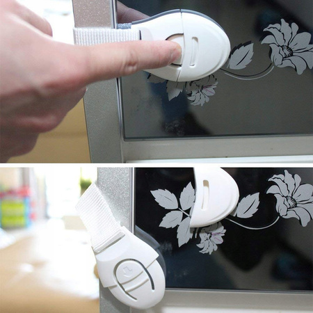 Blokada szafek/szuflad na pasku, biała x1