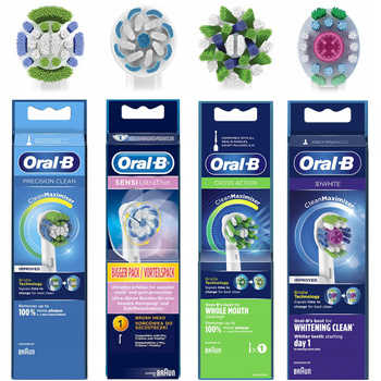 ZESTAW 4 KOŃCÓWKI ORG. ORAL-B PRECISON + SENSI + CROSS + 3D WHITE