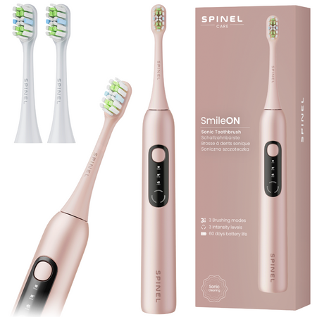 Szczoteczka SpinelCare SmileOn Pink + 2 białe końcówki SpinelCare