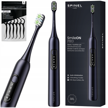 Szczoteczka SpinelCare SmileOn PRO Black + wykałaczki