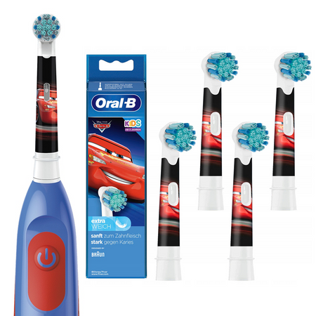 Szczoteczka Oral-B Advance Auta na baterie DB4.510.K + 4x Końcówka Oral-B EB10s Auta nowe + etui niebieskie + gratisy