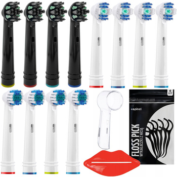 KOŃCÓWKI DO SZCZOTECZKI ELEKTRYCZNEJ ORAL-B 12 SZTUK + DODATKI