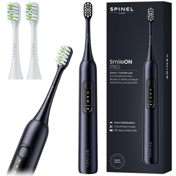 Szczoteczka SpinelCare SmileOn PRO Black + 2 białe końcówki