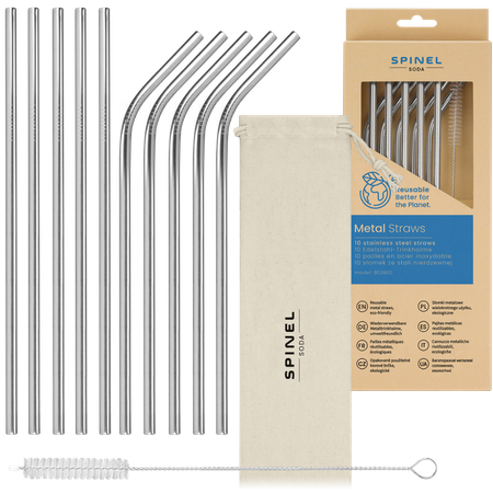 Metalowe słomki SpinelSoda x10 Silver