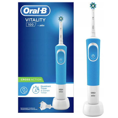Oral-B Vitality 100 niebieska + 4 końcówki mix + etui niebieskie