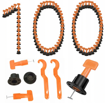100x SYSTEM POZIOMOWANIA PŁYTEK KLIPSY v.2 + KLUCZ