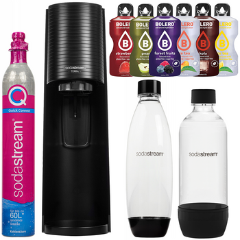 Saturator SodaStream Terra Black jedna butelka + Butelka SodaStream Czarna (dek) + Bolero