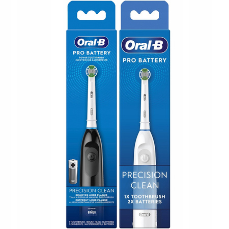 2x Szczoteczka Oral-B Advance DB5 Czarna + Biała na baterie + precision czarne i białe