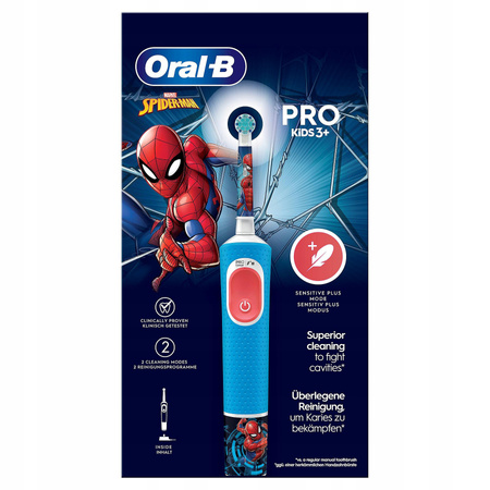 Szczoteczka Oral-B Vitality Pro D103 Spiderman + 2x Końcówka Oral-B EB10s Spiderman nowe + Etui białe + gratisy