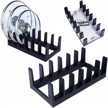 STOJAK NA POKRYWKI TALERZE DESKI ORGANIZER CZARNY