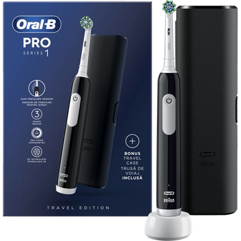 SZCZOTECZKA ELEKTRYCZNA DO ZĘBÓW ORAL-B PRO SERIES 1 CZARNA 3 TRYBY + ETUI