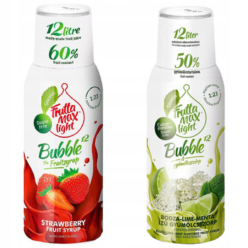 SYROPY FRUTTAMAX TRUSKAWKA LIGHT LIMONKA MIĘTA BEZ