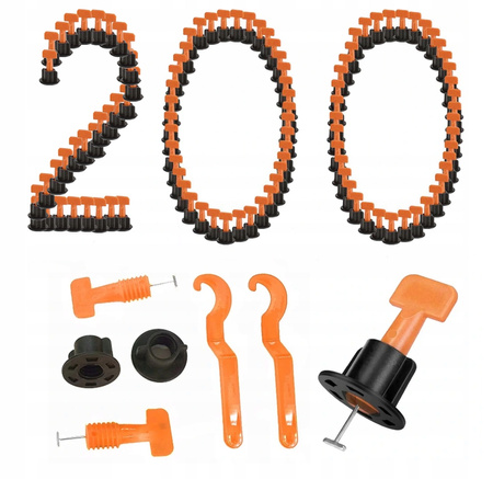 200x SYSTEM POZIOMOWANIA PŁYTEK KLIPSY v.2 + KLUCZ