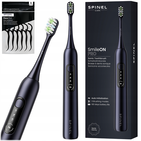 Szczoteczka SpinelCare SmileOn PRO Black + wykałaczki