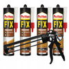 KLEJ MONTAŻOWY PATTEX FIX DREWNO 400G X4 + PISTOLET DO KARTUSZY