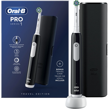 SZCZOTECZKA ELEKTRYCZNA DO ZĘBÓW ORAL-B PRO SERIES 1 CZARNA 3 TRYBY + ETUI