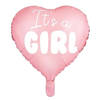 Balon foliowy "It's a girl" serce różowe 48cm