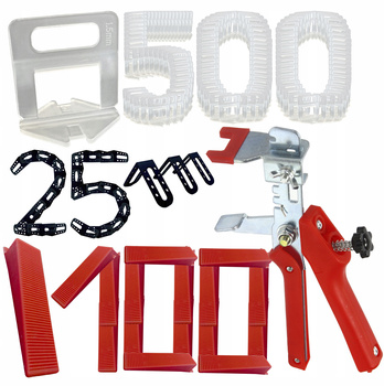 KOMPLETNY ZESTAW DO POZIOMOWANIA PŁYTEK Z OBCĘGAMI