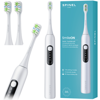 Szczoteczka SpinelCare SmileOn White + 2 białe końcówki