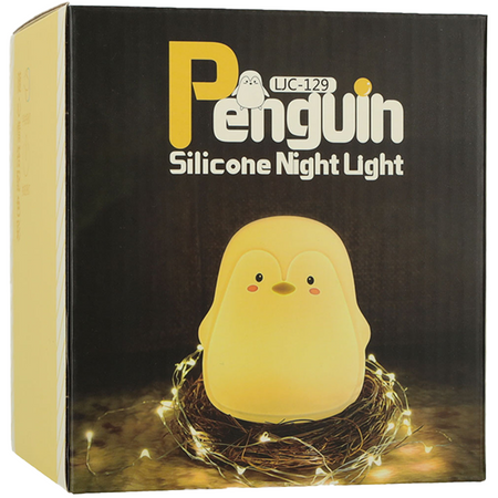 Lampka nocna silikonowa biała pingwinek