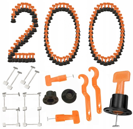 200x SYSTEM POZIOMOWANIA PŁYTEK KLIPSY v.2 + KLUCZ