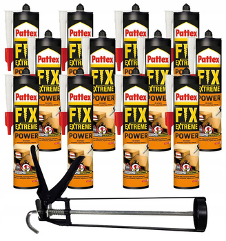 12x KLEJ PATTEX FIX EXTREME POWER MONTAŻOWY 385 ML