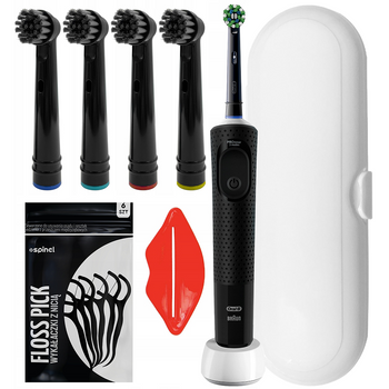 Oral-B Vitality Pro D103 Protect X Clean (Cross Action Black) + 4 końcówki precision czarne + etui białe