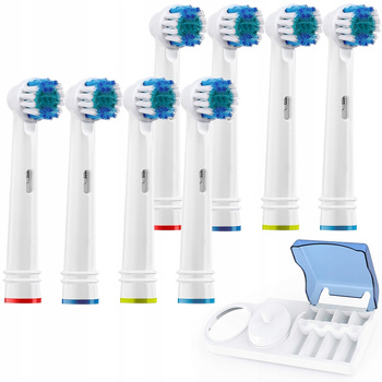 8x KOŃCÓWKI DO SZCZOTECZKI ORAL-B PRECISION CLEAN PODSTAWKA Z KLAPKĄ ZESTAW
