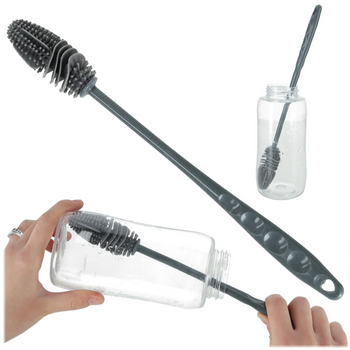 Silikonowa szczotka do mycia butelek szara