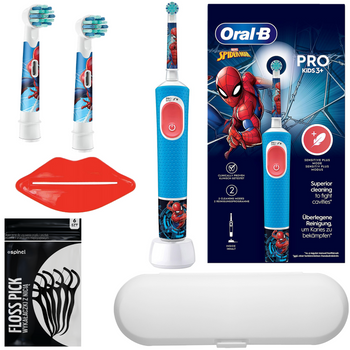 Szczoteczka Oral-B Vitality Pro D103 Spiderman + 2x Końcówka Oral-B EB10s Spiderman nowe + Etui  białe + gratisy