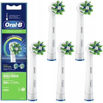BRAUN ORAL-B CROSS ACTION EB50 ORYGINALNE KOŃCÓWKI DO SZCZOTECZEK 5 SZTUK