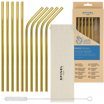 Metalowe słomki SpinelSoda x10 Gold