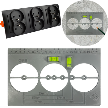 SZABLON DO WYMIAROWANIA OTWORÓW PUSZEK PRĄDOWYCH Z LIBELLĄ POZIOMICĄ TLS000017-S