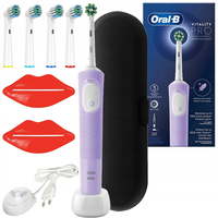Oral-B Vitality Pro D103 Lilac Violet + końcówki zamienne + etui czarnei +2x  usta